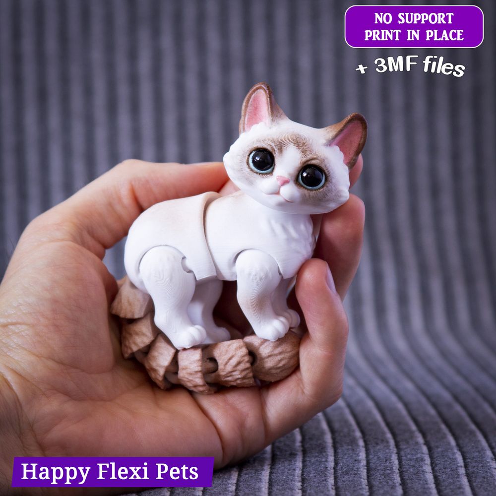 猫さん 3D Printable Muffin the cute flexi articulated cat toy (#42) by