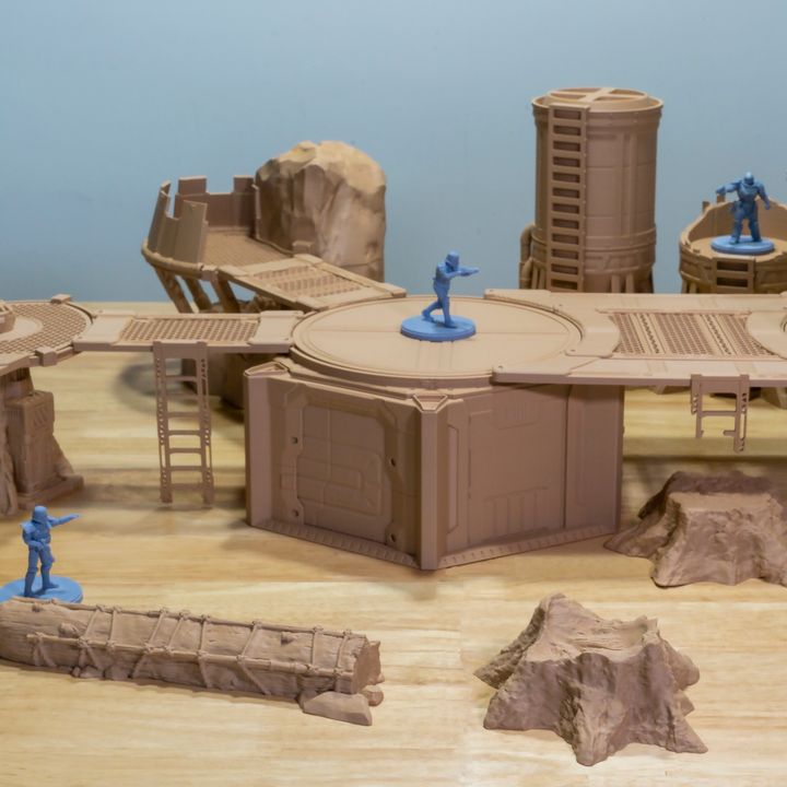 3D Printable Redwood Platforms - Bunker by Crab Miniatures