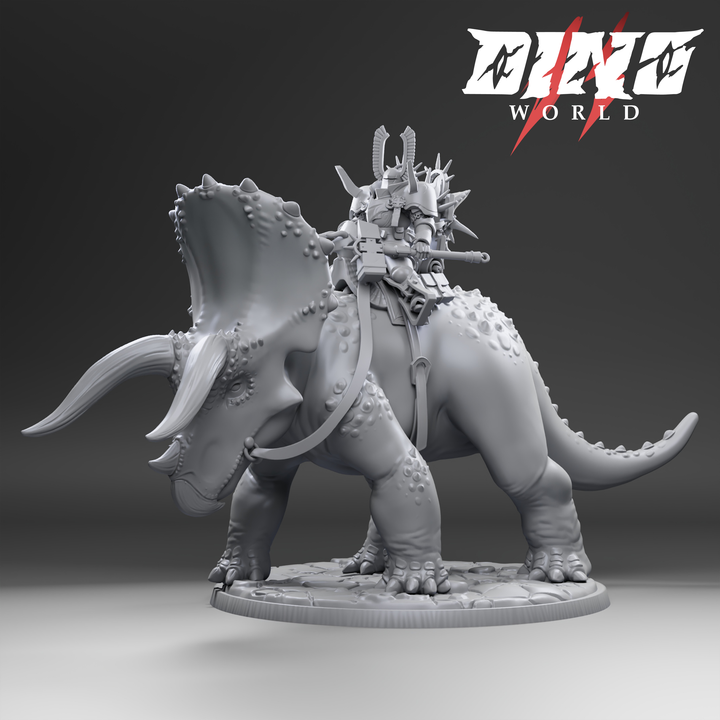 3D Printable dino rider triceratops by Dinoworld