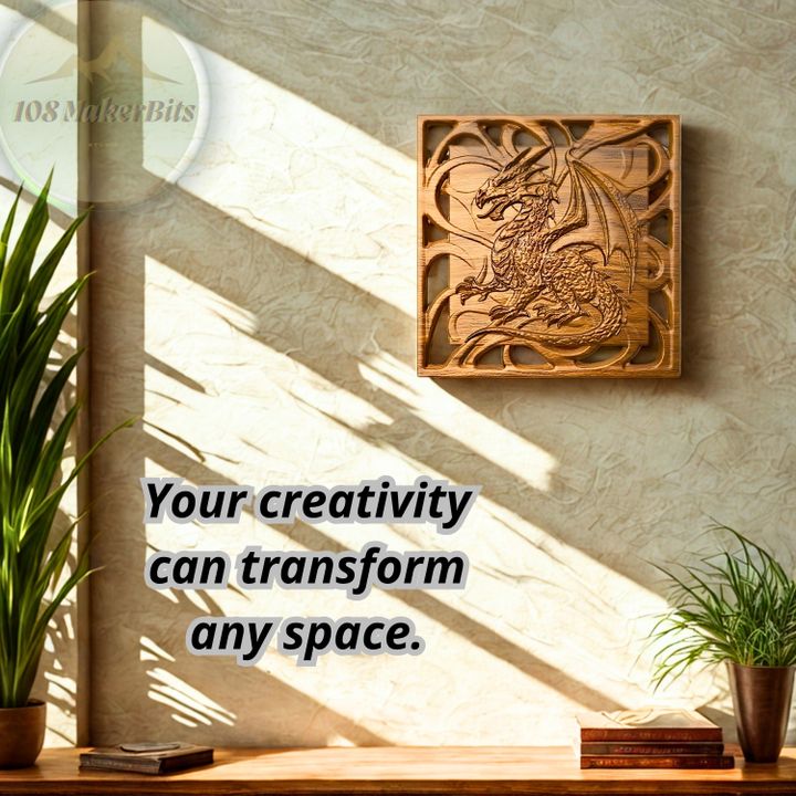 3D Printable Dragon Relief CNC Panel – Mythical Creature Wall Art for ...