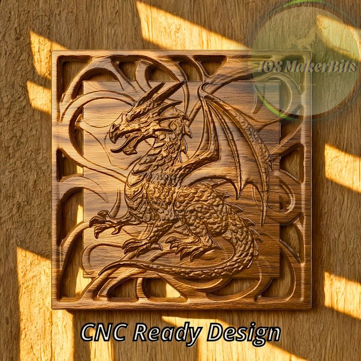3D Printable Dragon Relief CNC Panel – Mythical Creature Wall Art for ...