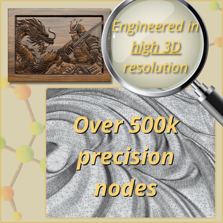 3D Printable Samurai vs Dragon Relief Panel – CNC Router Ready STL ...