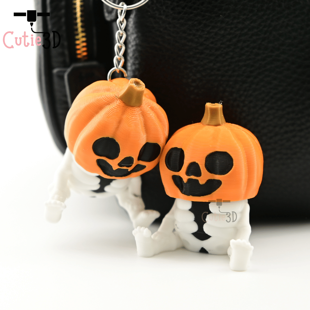 3D Printable Cutie3D Halloween Skeleton Pumpkin Keycap Fidget