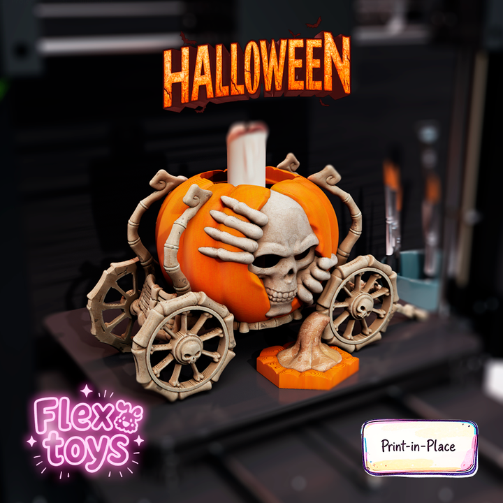 3D Printable Flexible Pumpkin Carriage on Wheels – 3D Printable