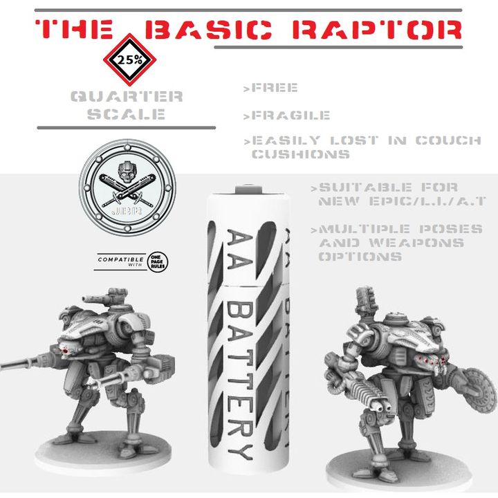 3D Printable FREE-The Basic Raptor (Quarter Scale/New Epic) by John ...