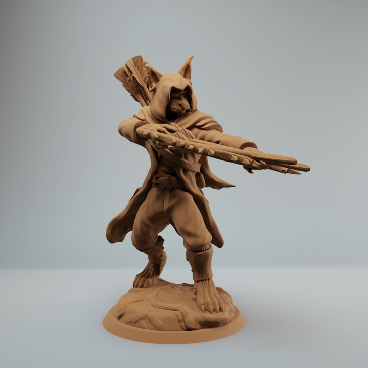 3D Printable Tabaxi Ranger, catfolk Ranger with two arrows by Vulcan ...